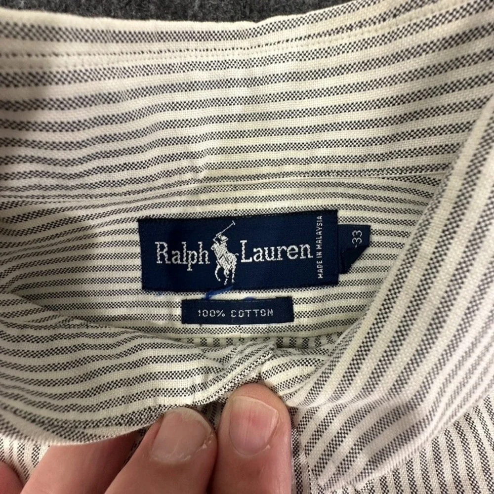 Ralph Lauren button down long sleeve dress shirt Gray striped Mens Size 15.5-33 - Picture 6 of 6